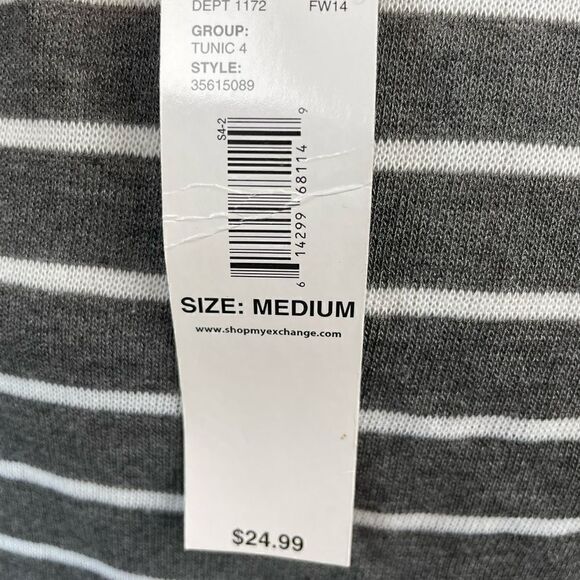 NWT Passports Gray and White Striped Tunic Top Size M EUC - Picture 6 of 7